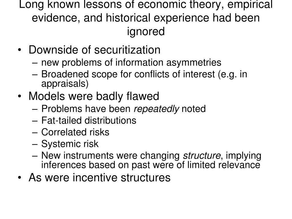 long known lessons of economic theory empirical