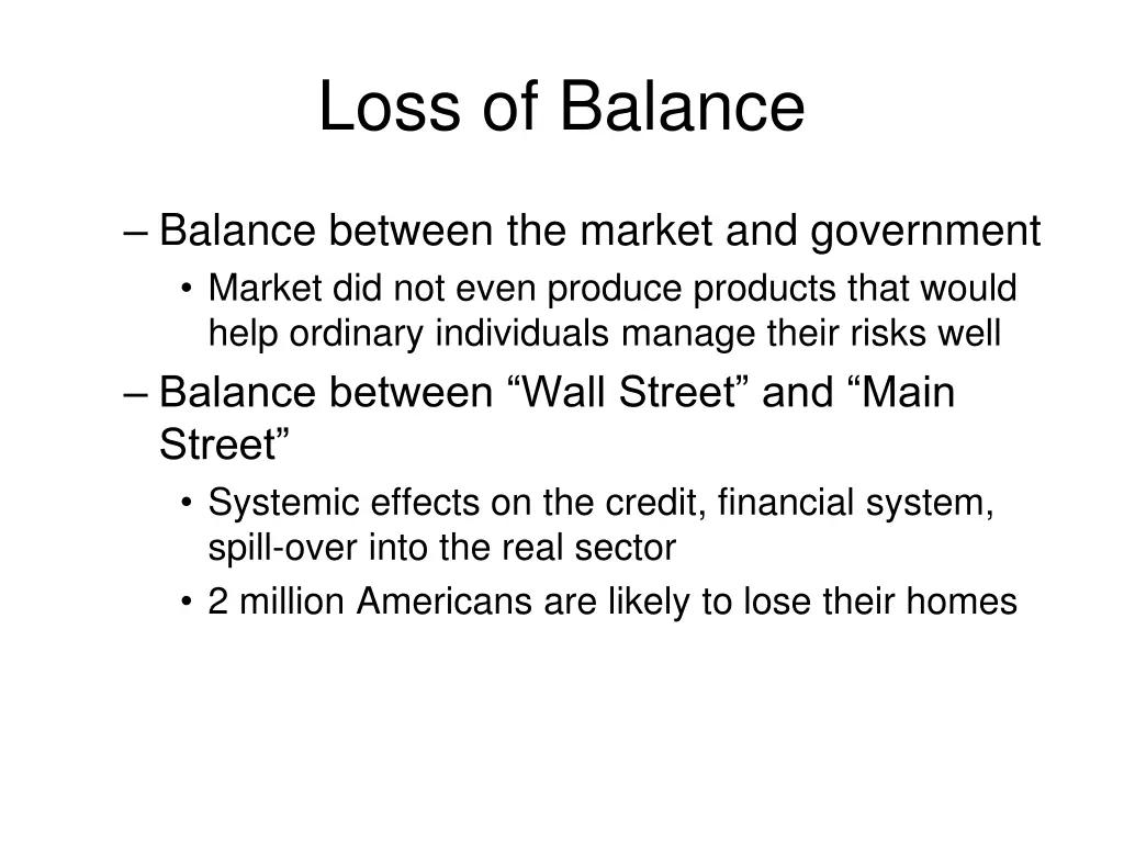 loss of balance