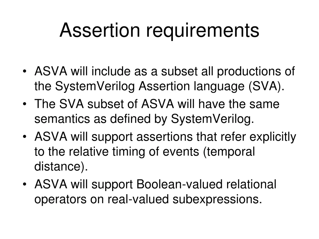 assertion requirements