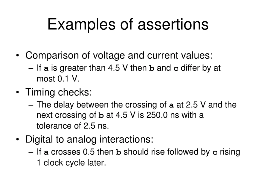 examples of assertions