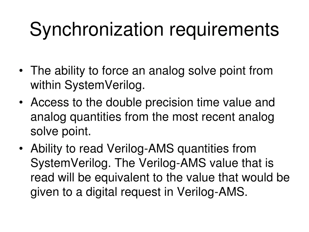 synchronization requirements