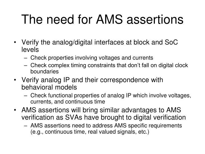 the need for ams assertions