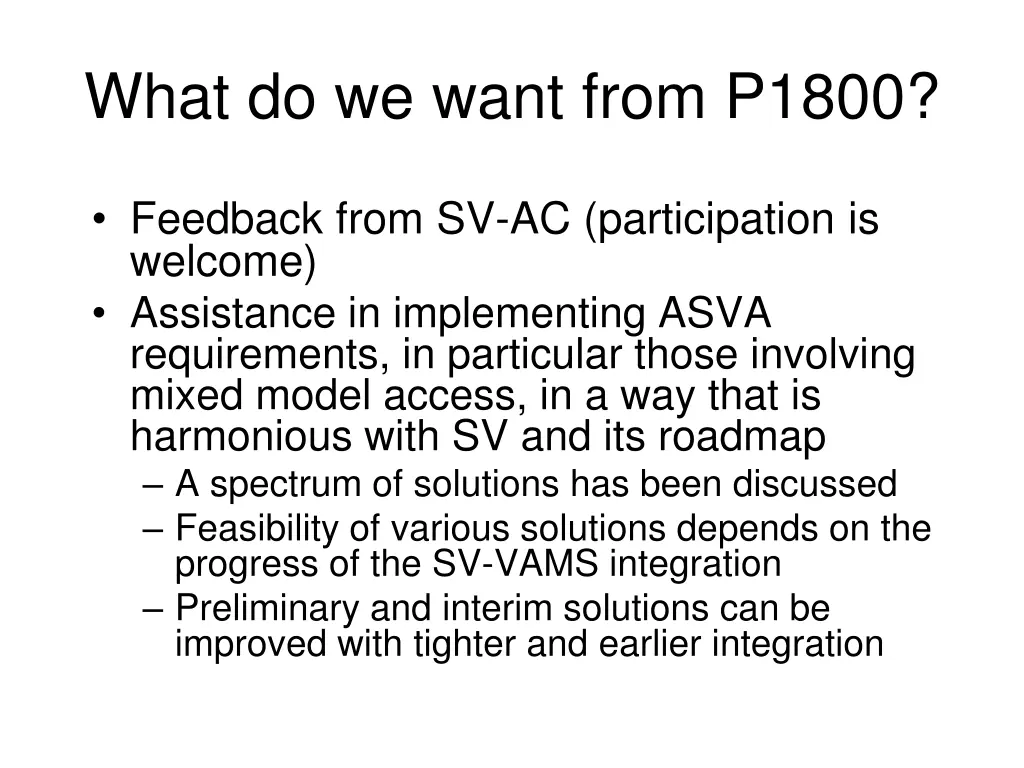 what do we want from p1800