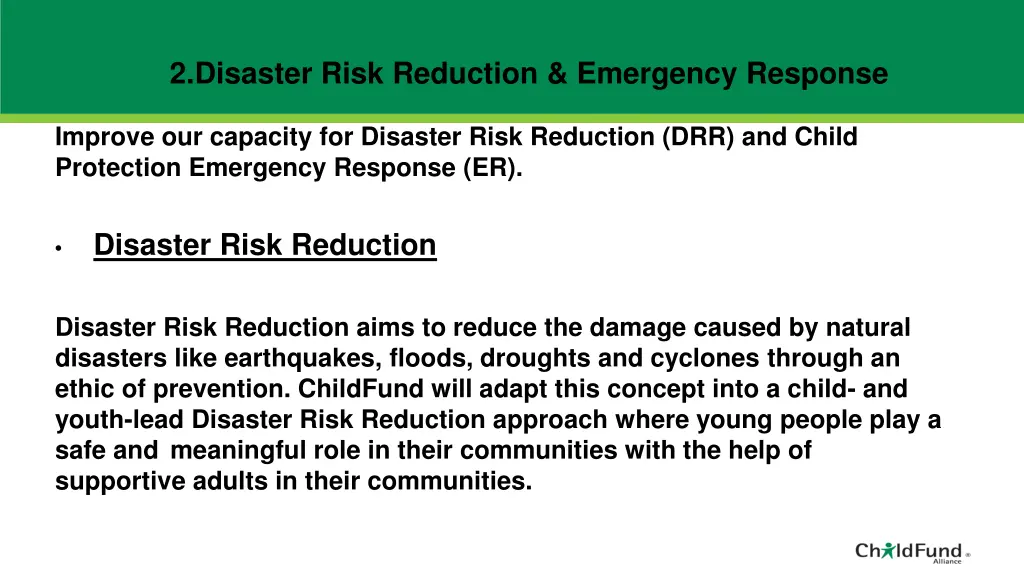 2 disaster risk reduction emergency response