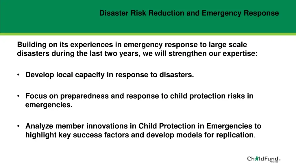 disaster risk reduction and emergency response