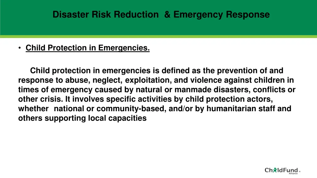 disaster risk reduction emergency response