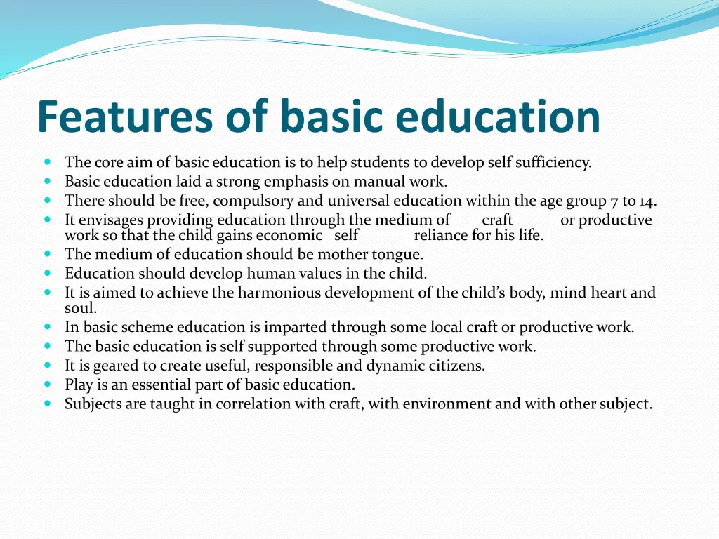 features of basic education