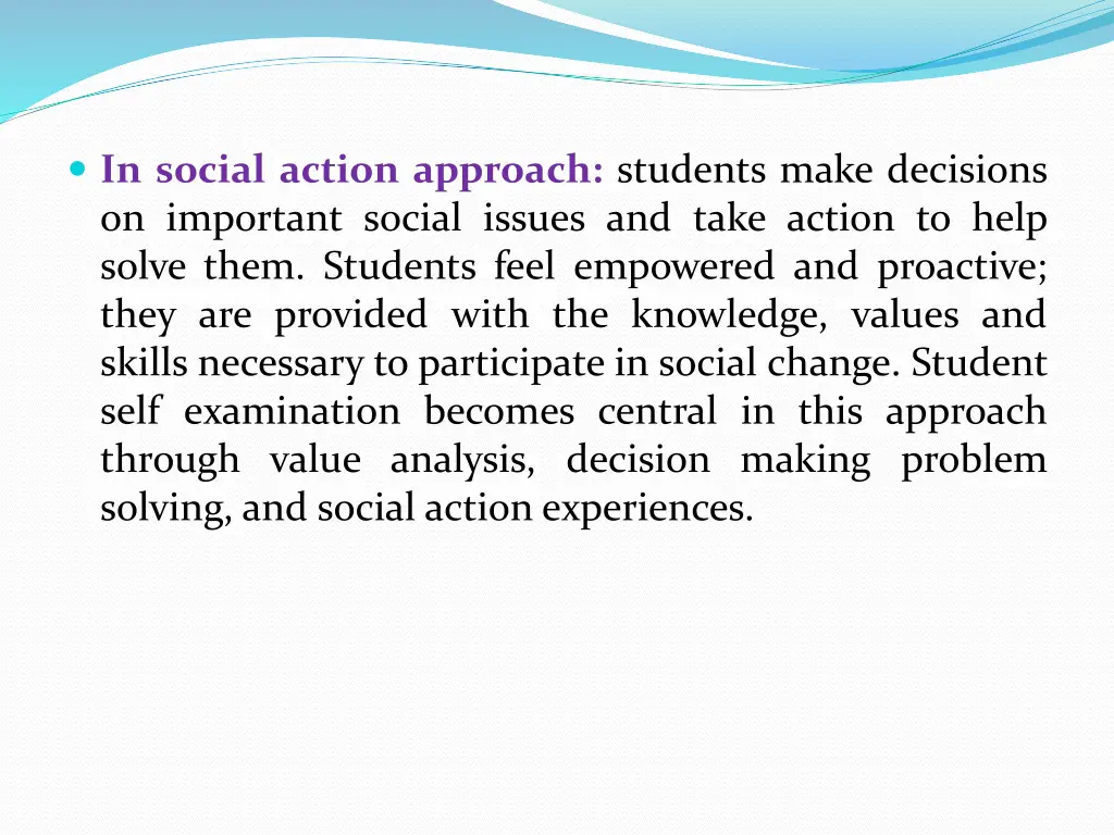 in social action approach students make decisions