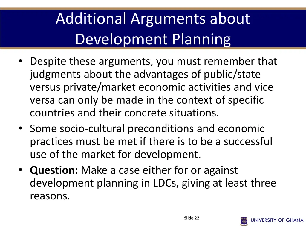 additional arguments about development planning