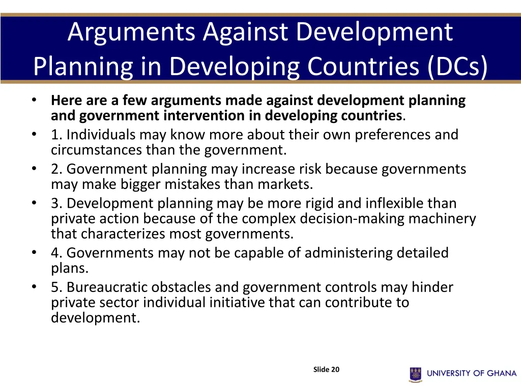 arguments against development planning 1