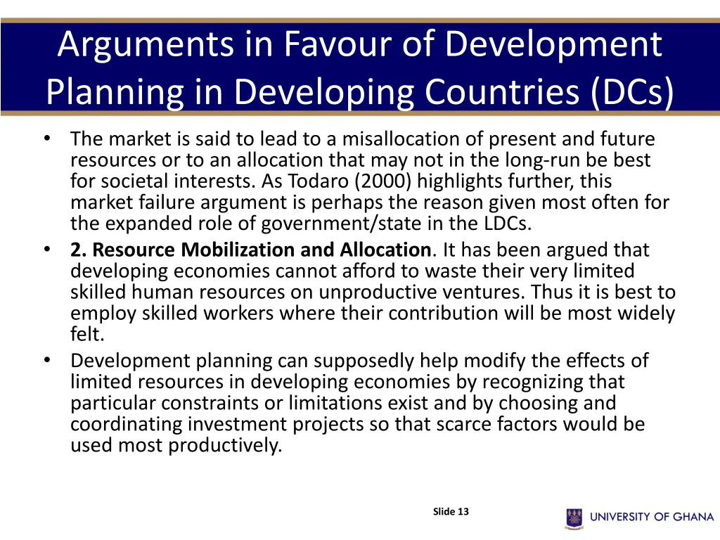 arguments in favour of development planning 1