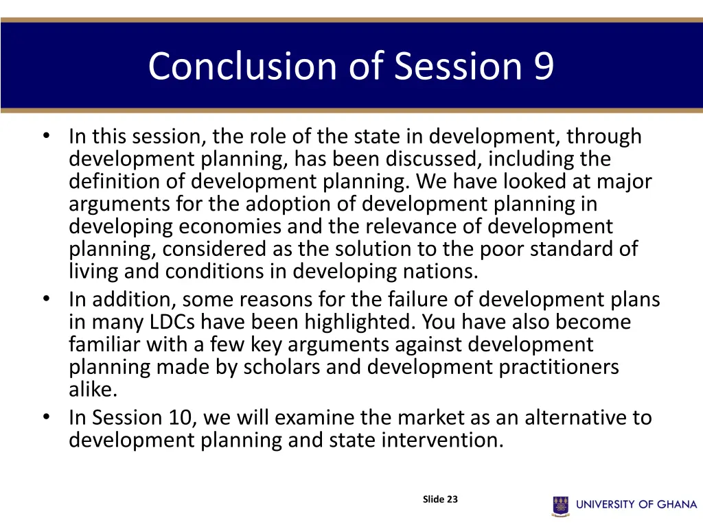 conclusion of session 9