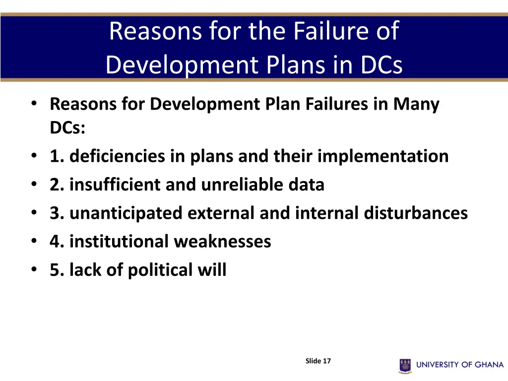 reasons for the failure of development plans