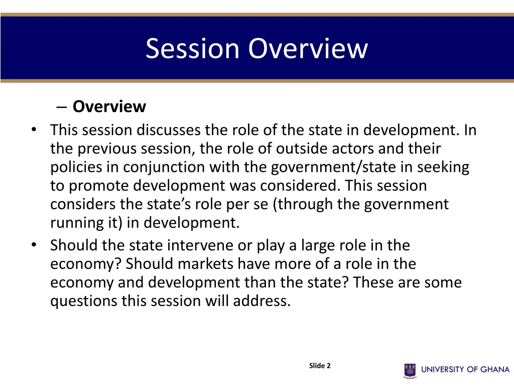 session overview