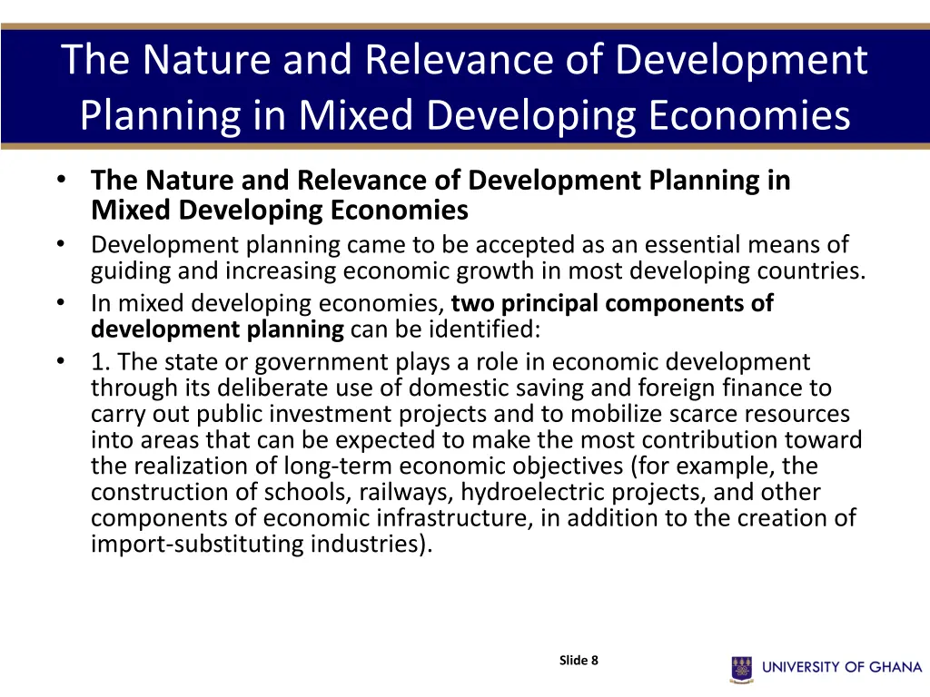 the nature and relevance of development planning