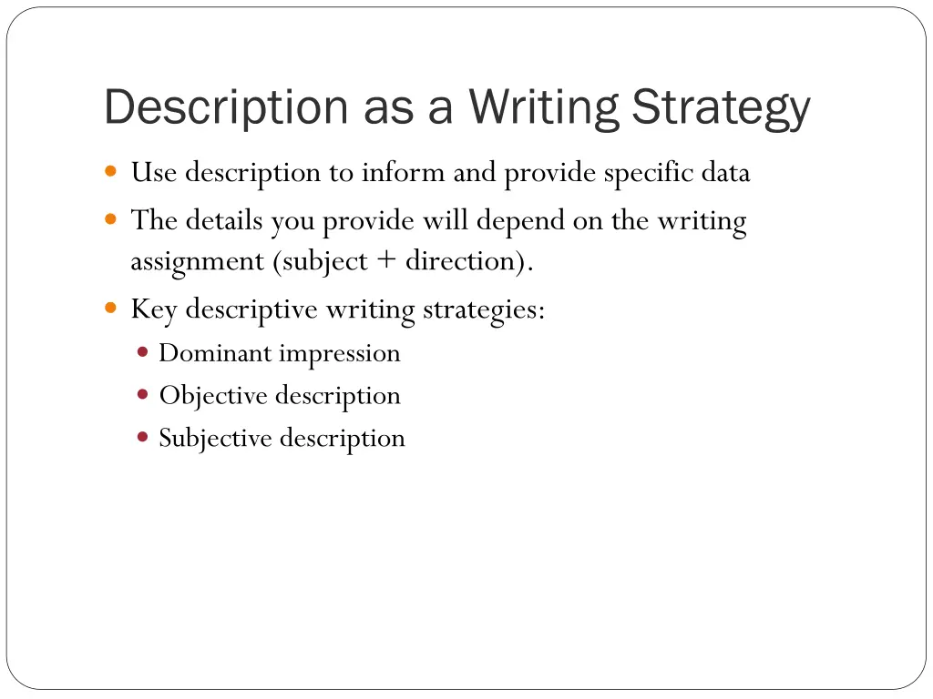 description as a writing strategy