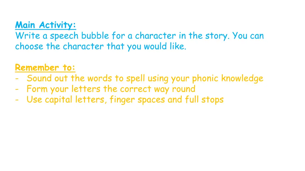 main activity write a speech bubble