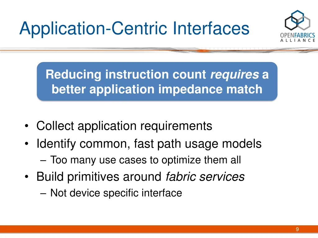 application centric interfaces