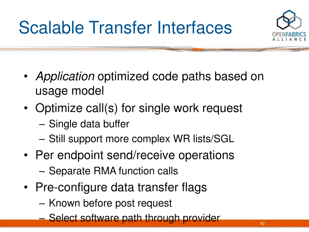 scalable transfer interfaces