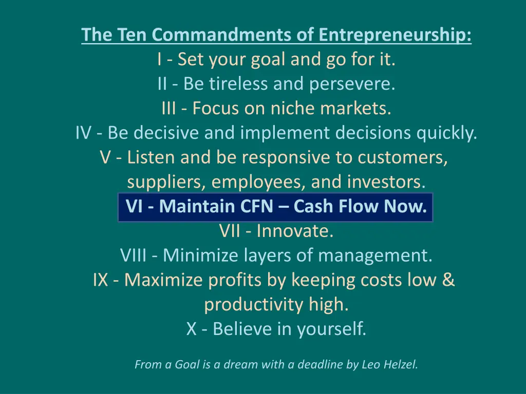 the ten commandments of entrepreneurship