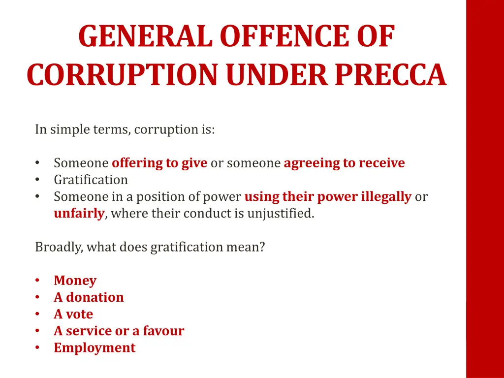 general offence of corruption under precca