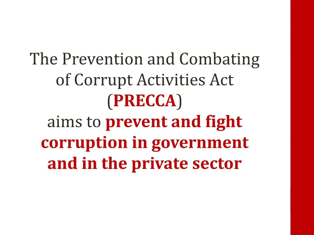 the prevention and combating of corrupt