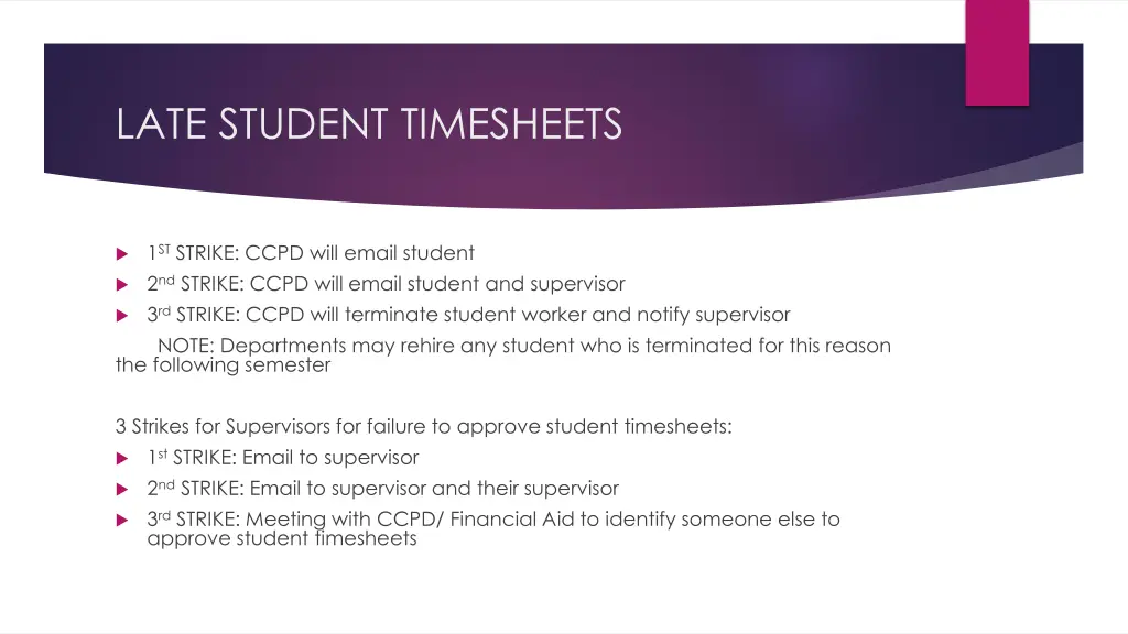 late student timesheets