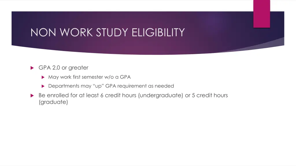 non work study eligibility