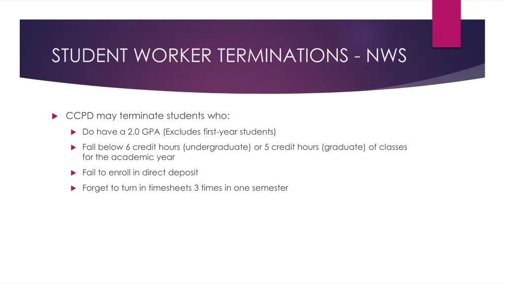 student worker terminations nws