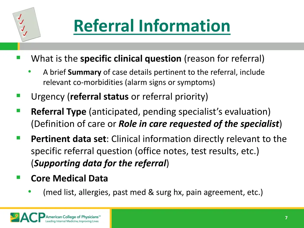 referral information