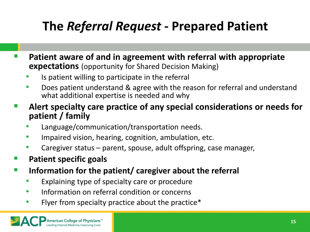 the referral request prepared patient