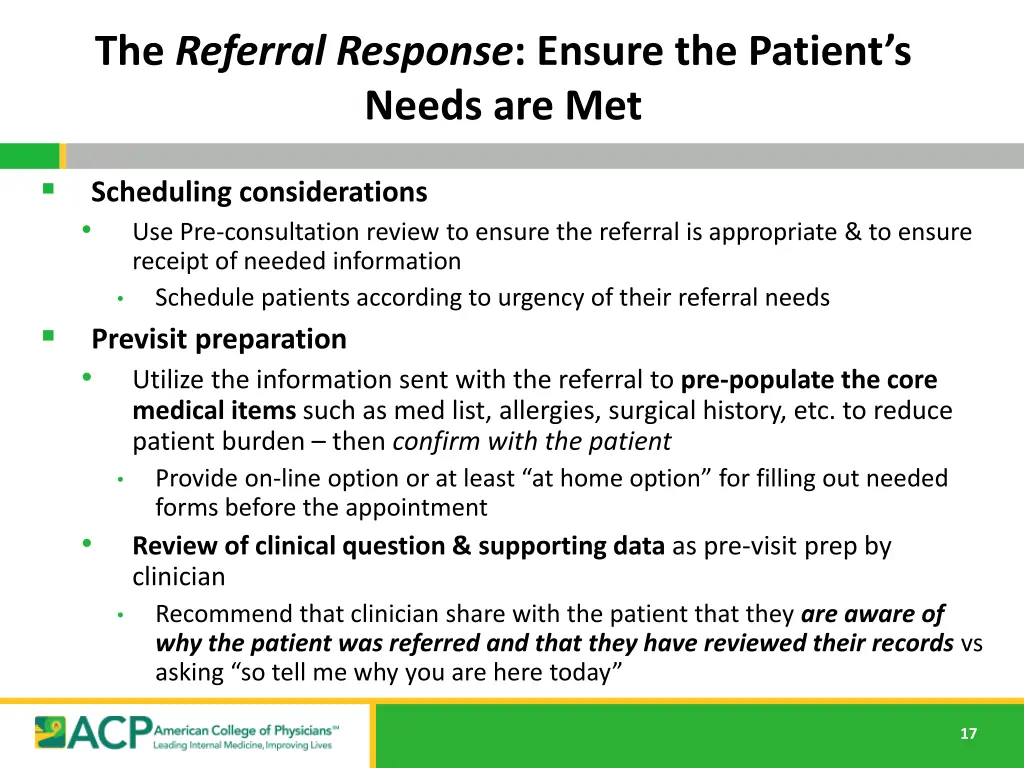 the referral response ensure the patient s needs