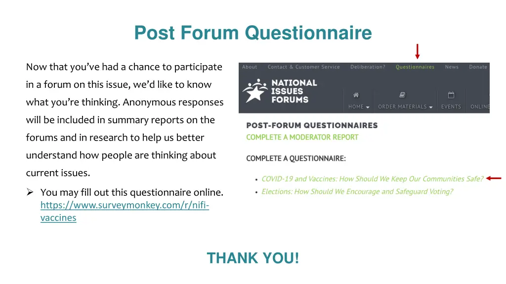 post forum questionnaire