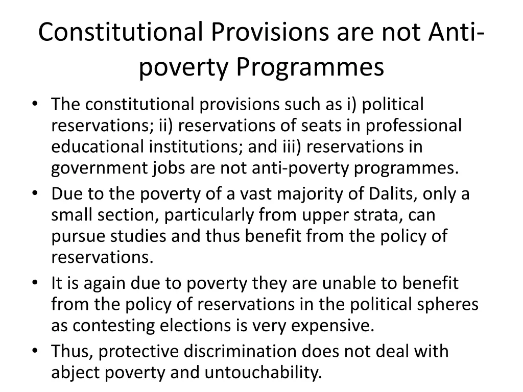 constitutional provisions are not anti poverty