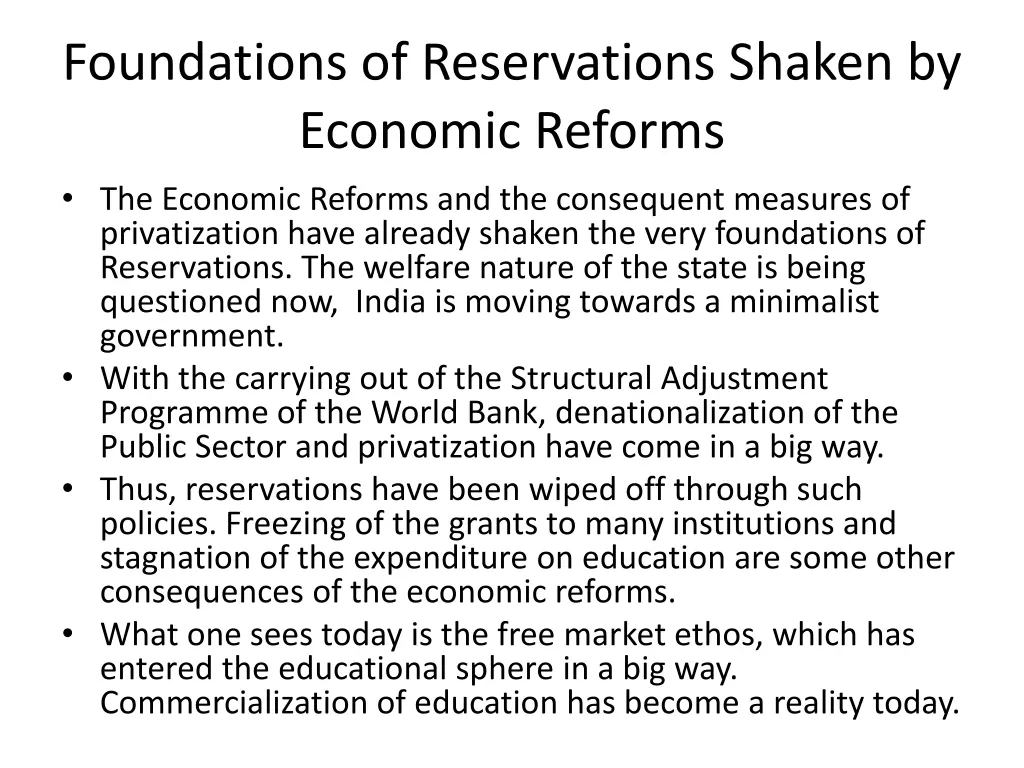 foundations of reservations shaken by economic