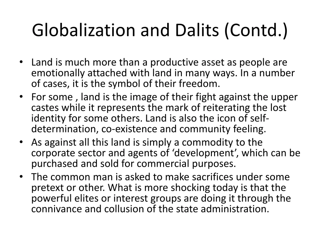 globalization and dalits contd