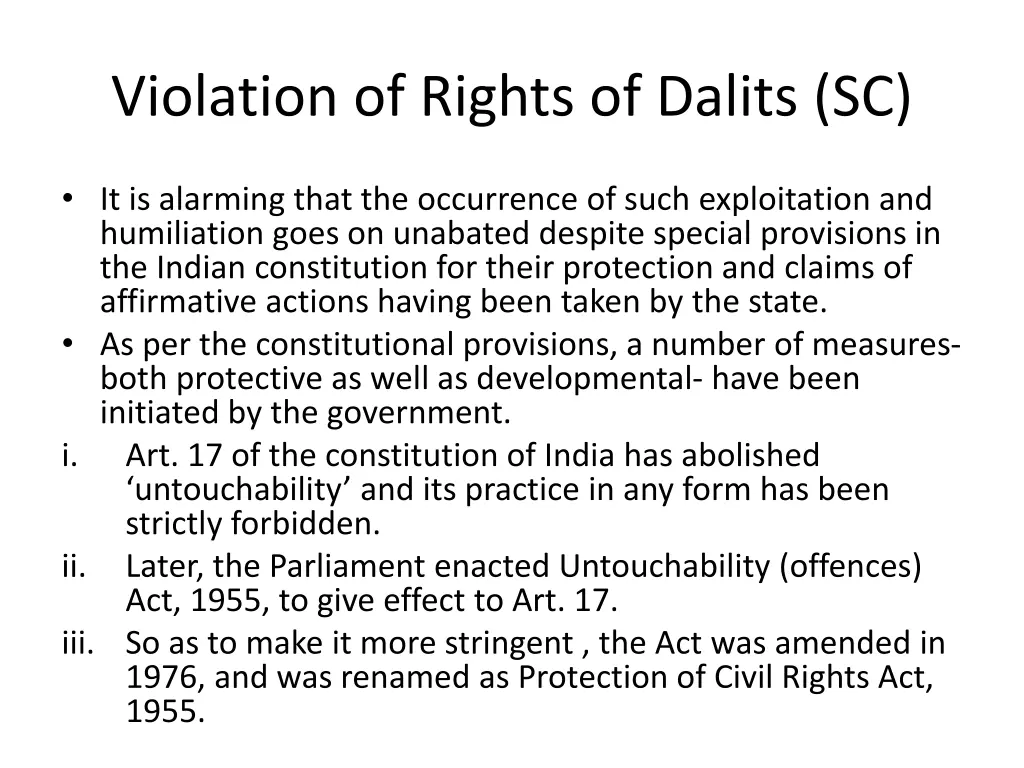 violation of rights of dalits sc