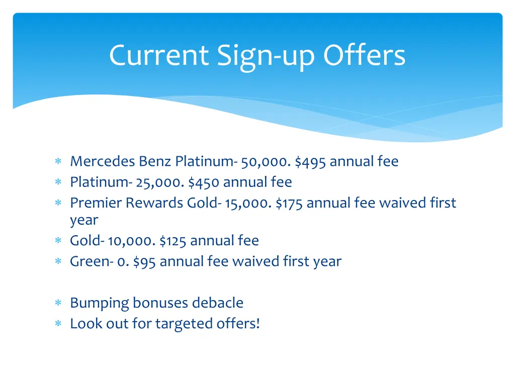 current sign up offers