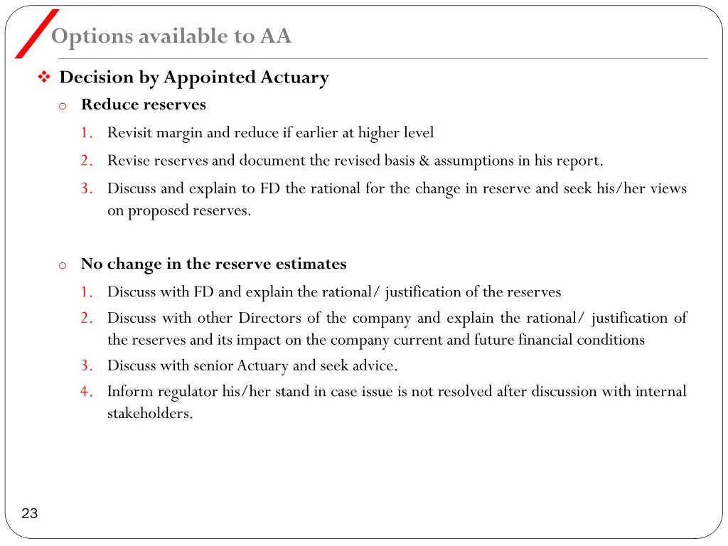 options available to aa