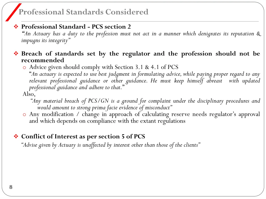 professional standards considered