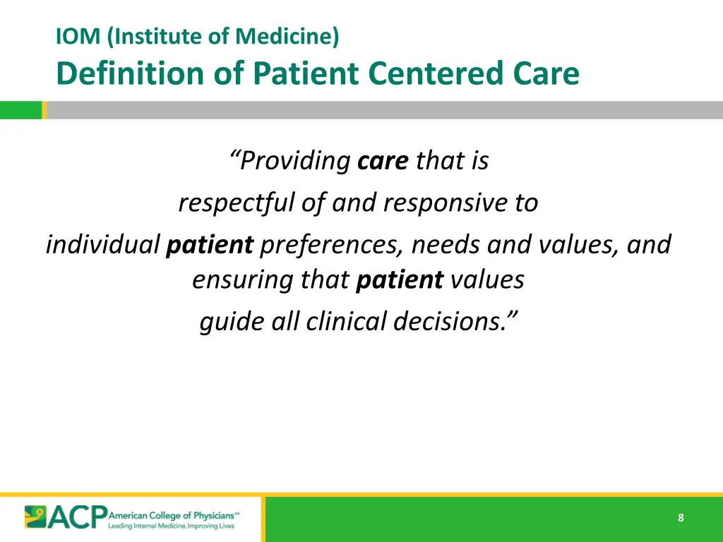 iom institute of medicine definition of patient