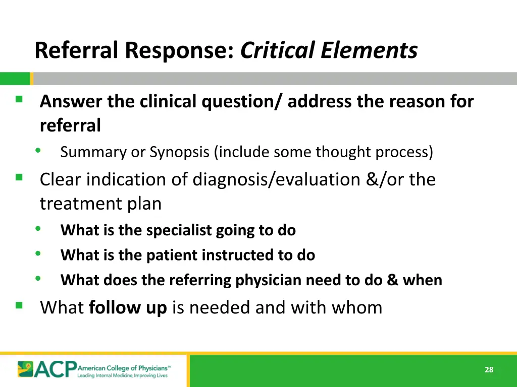 referral response critical elements