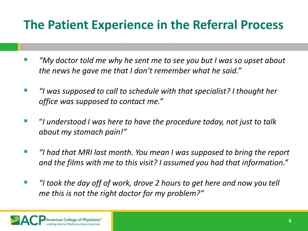 the patient experience in the referral process