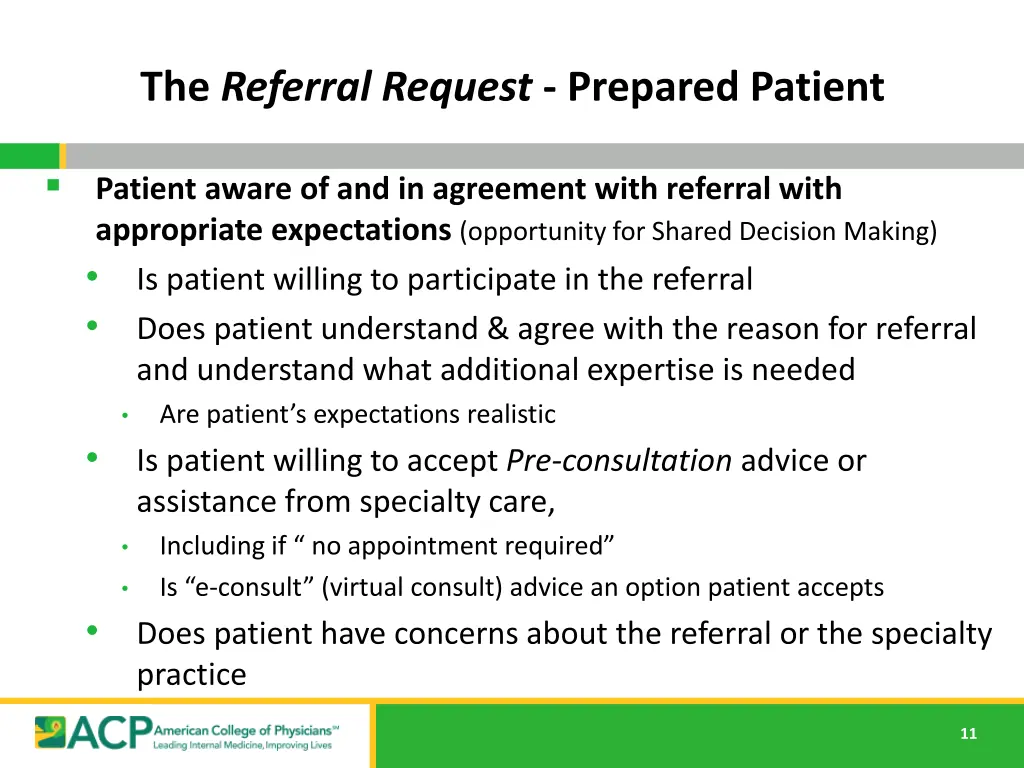 the referral request prepared patient