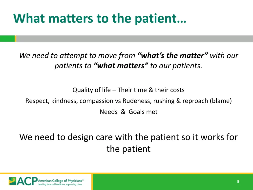 what matters to the patient