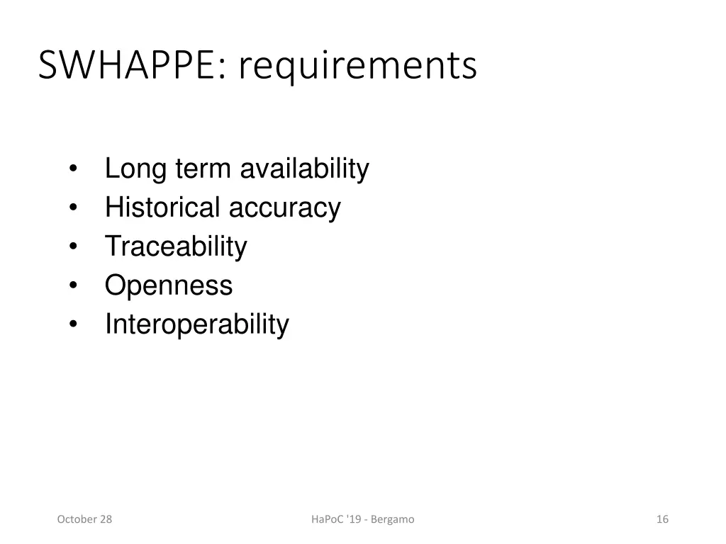 swhappe requirements