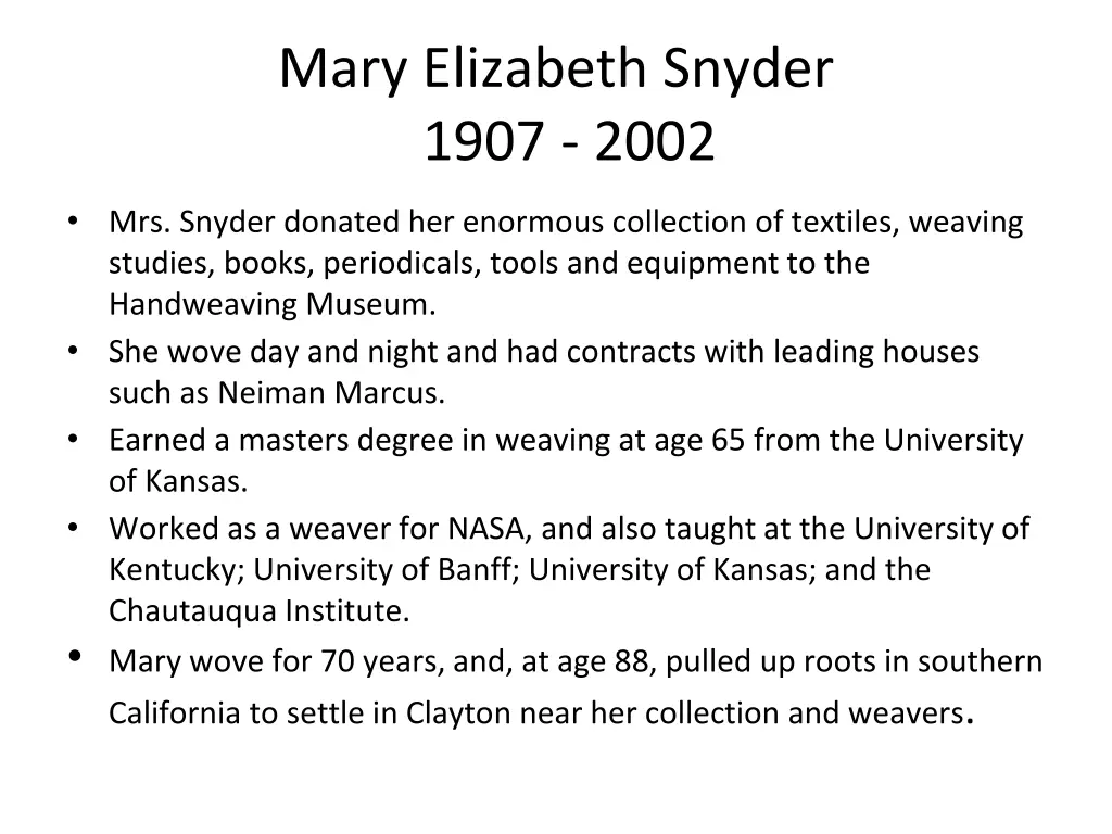 mary elizabeth snyder 1907 2002