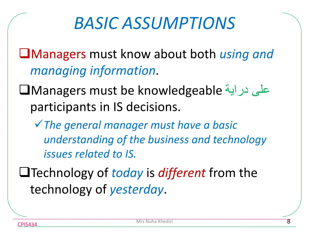 basic assumptions