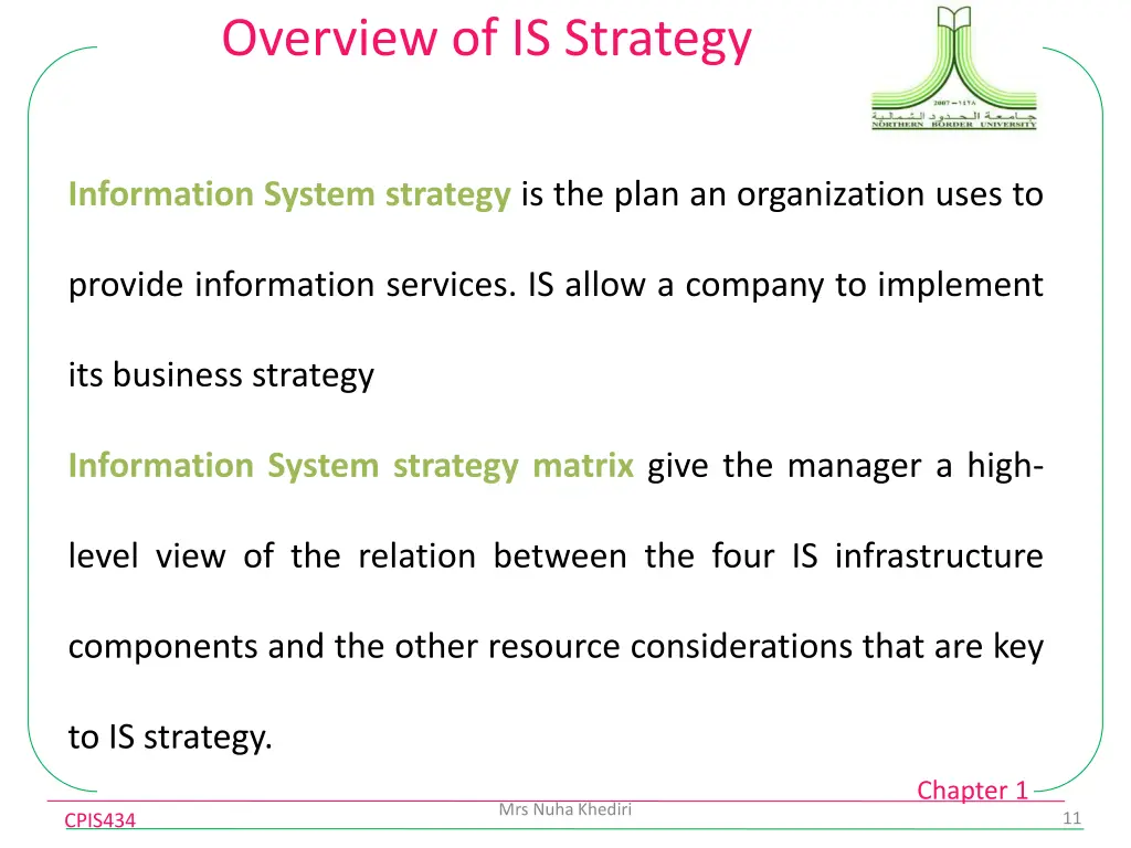 overview of is strategy