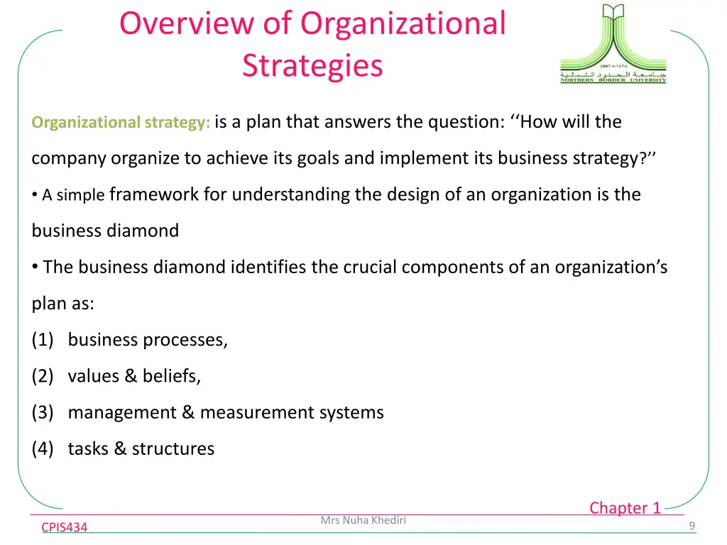 overview of organizational strategies